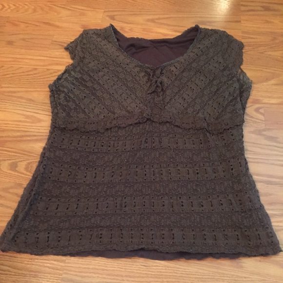 Brown Lace Cap Sleeve Tank Top - Picture 8 of 13